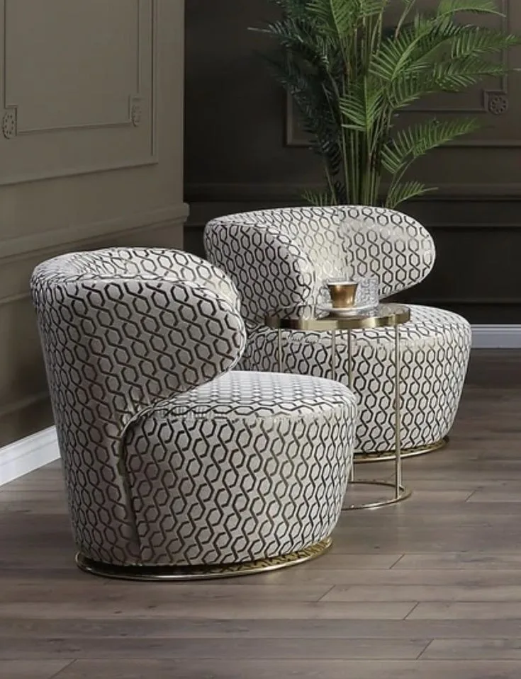 Pewter Lattice Swivel Chair