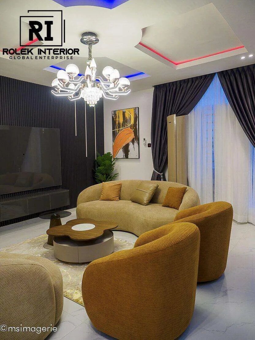 Caramel Bouclé Curved Sofa Set